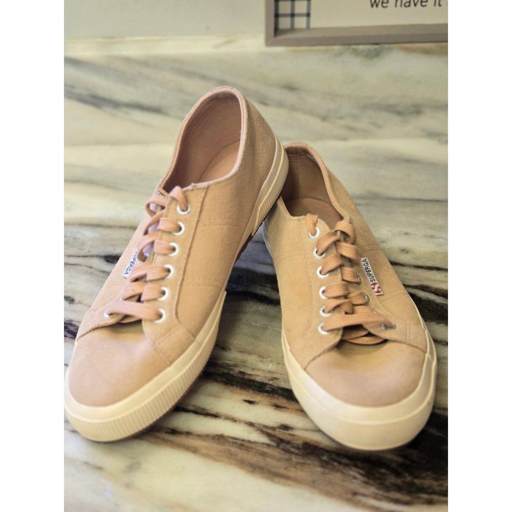 Superga 2750 Tan Beige Suede Leather Low Top Sneakers S003SR0 Womens 8.5